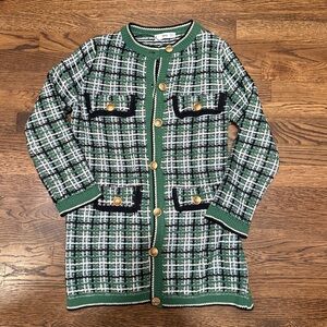 Mango Cardigan Button Front Plaid Sweater